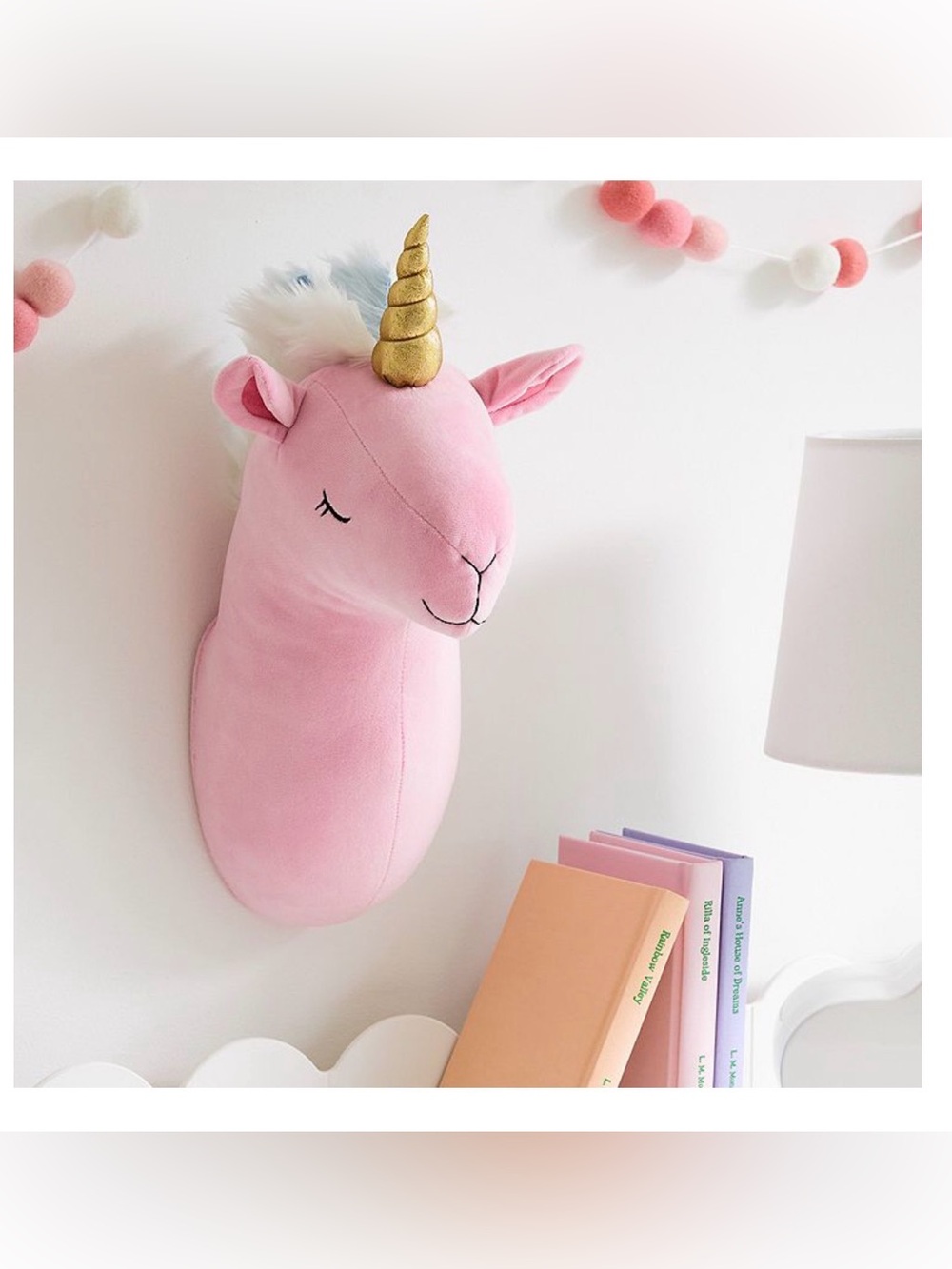 Pink Unicorn Wall Mount Plush for Kids - Soft Decorative Accessory